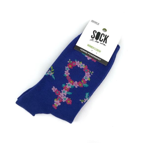 Sock It To Me Accessories - NWT FEMME-POWERMENT Sock It To Me Women's Crew Sock Royal Blue Pink W 5-10